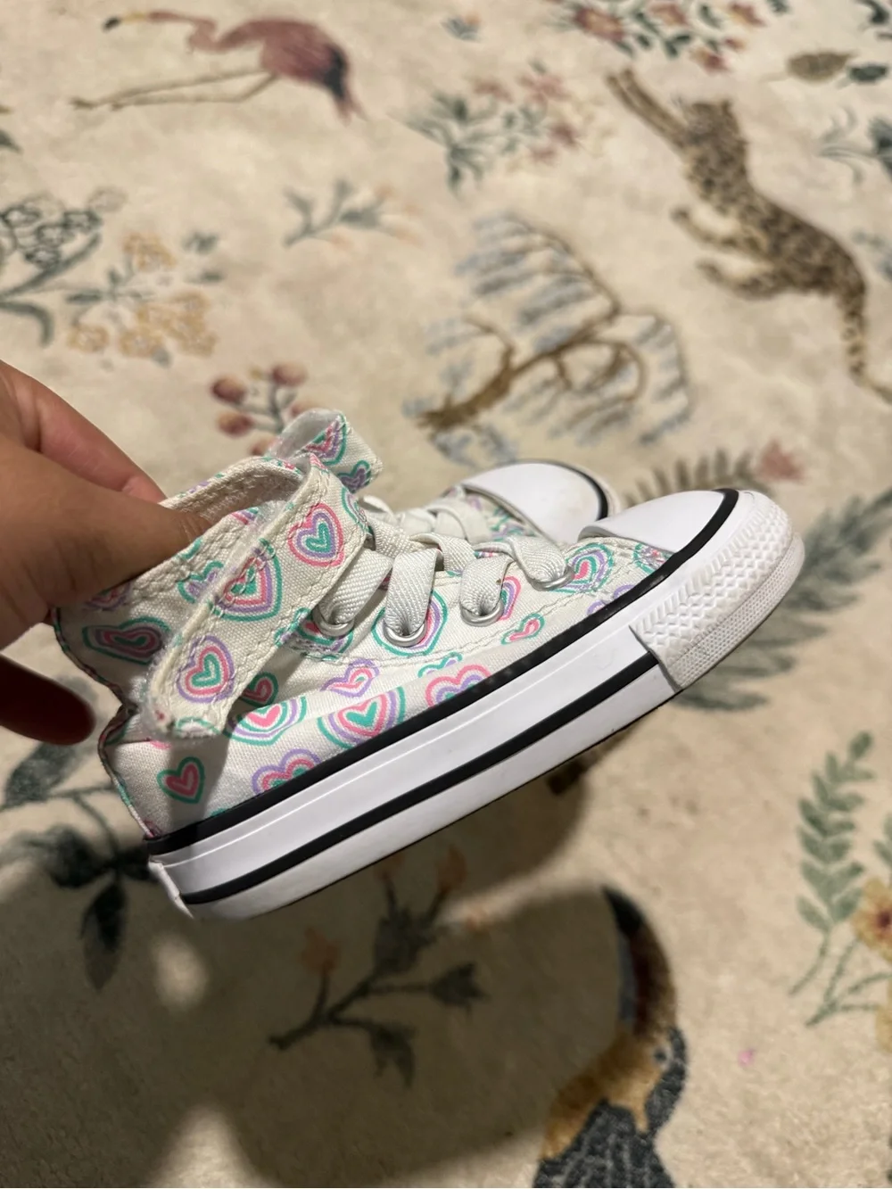Converse Kids' High-Top Sneakers with Pastel Heart Print - White 5
